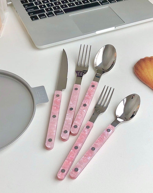 ✅ 10-Pcs Sleek Modern Pinky Flatware Set – Elegant Stainless Steel Silverware