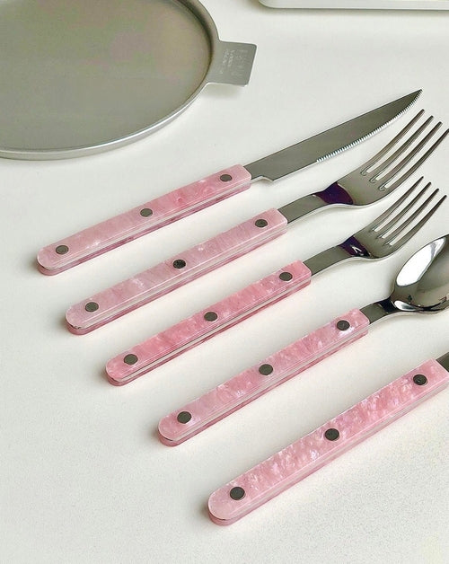 ✅ 10-Pcs Sleek Modern Pinky Flatware Set – Elegant Stainless Steel Silverware