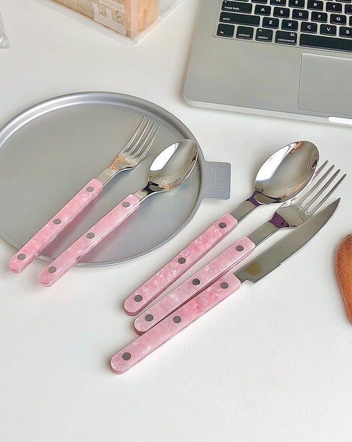 ✅ 10-Pcs Sleek Modern Pinky Flatware Set – Elegant Stainless Steel Silverware