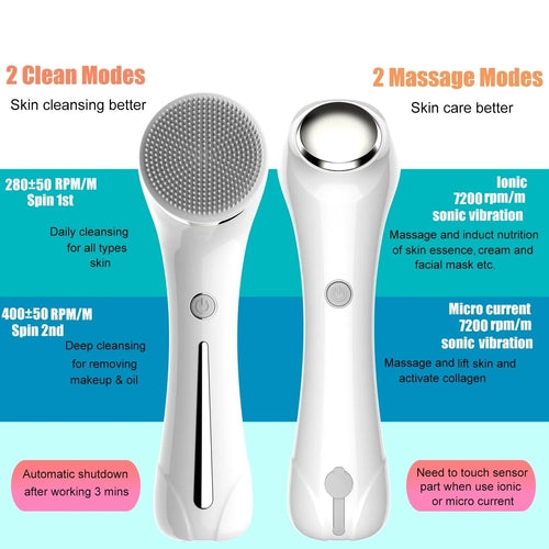 ✅ 3-in-1 Facial Cleansing Brush – Waterproof Exfoliating & Skin Care Tool