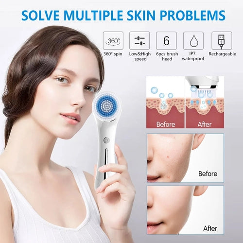 ✅ 3-in-1 Facial Cleansing Brush – Waterproof Exfoliating & Skin Care Tool