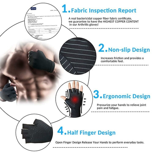 XWOW™ Compression Arthritis Gloves – Pain Relief Half Finger Support Brace (Unisex)