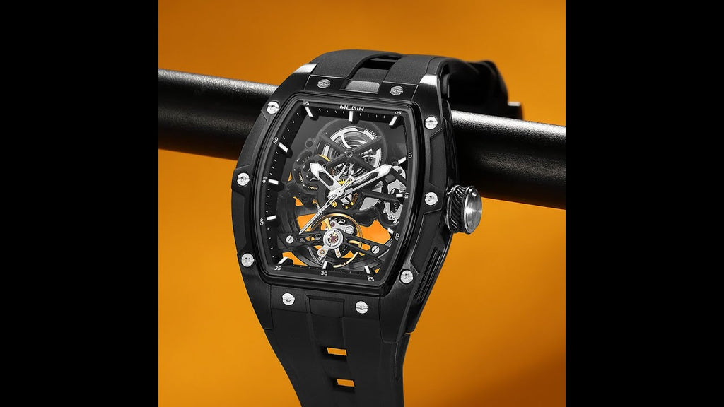 MEGIR 100% Original Fashion Men Watches Automatic Mechanical Watch Steel Case Sport Skeleton Wristwatch Waterproof Clock Reloj Hombre-12