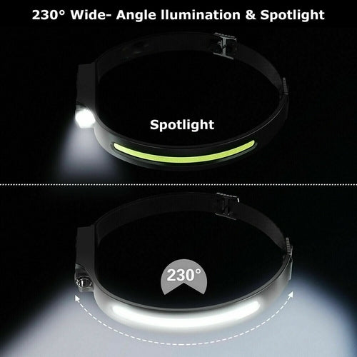 👉 XWOW™ Rechargeable COB LED Headlamp – 350 Lumens Hands-Free Outdoor Torch