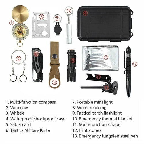 ✅ 14-in-1 Outdoor Emergency Survival & Safety Gear Kit – Camping & Adventure